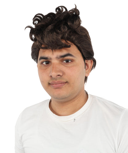 HPO Men’s Dark Brown Wig | Messy, Textured Look for Casual, Fun Styles | Ideal for Halloween, Cosplay and Themed Parties