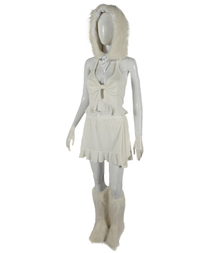HPO Adult Women’s White Fantasy Inflatable Costume with Hood | Halloween & Themed Party Outfit