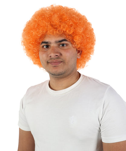 HPO Men's Multi-Color Options Curly Clown Wig | Flame-Retardant Synthetic Fiber and Standard Cap | Ideal for Parties, Cosplay, and Themed Events
