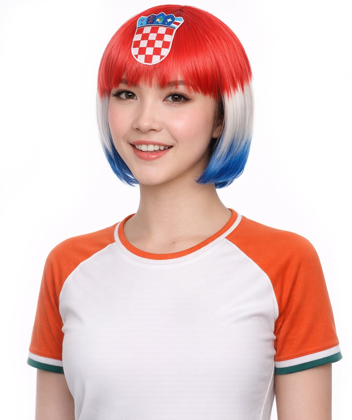 Women Patriotic Croatia Flag Wig | Premium Breathable Capless Cap