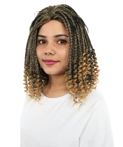 HPO Medium Braided Wig for Women | Natural-Look Synthetic Hair | Adjustable Breathable Cap for Cosplay, Halloween, Stage & Parties