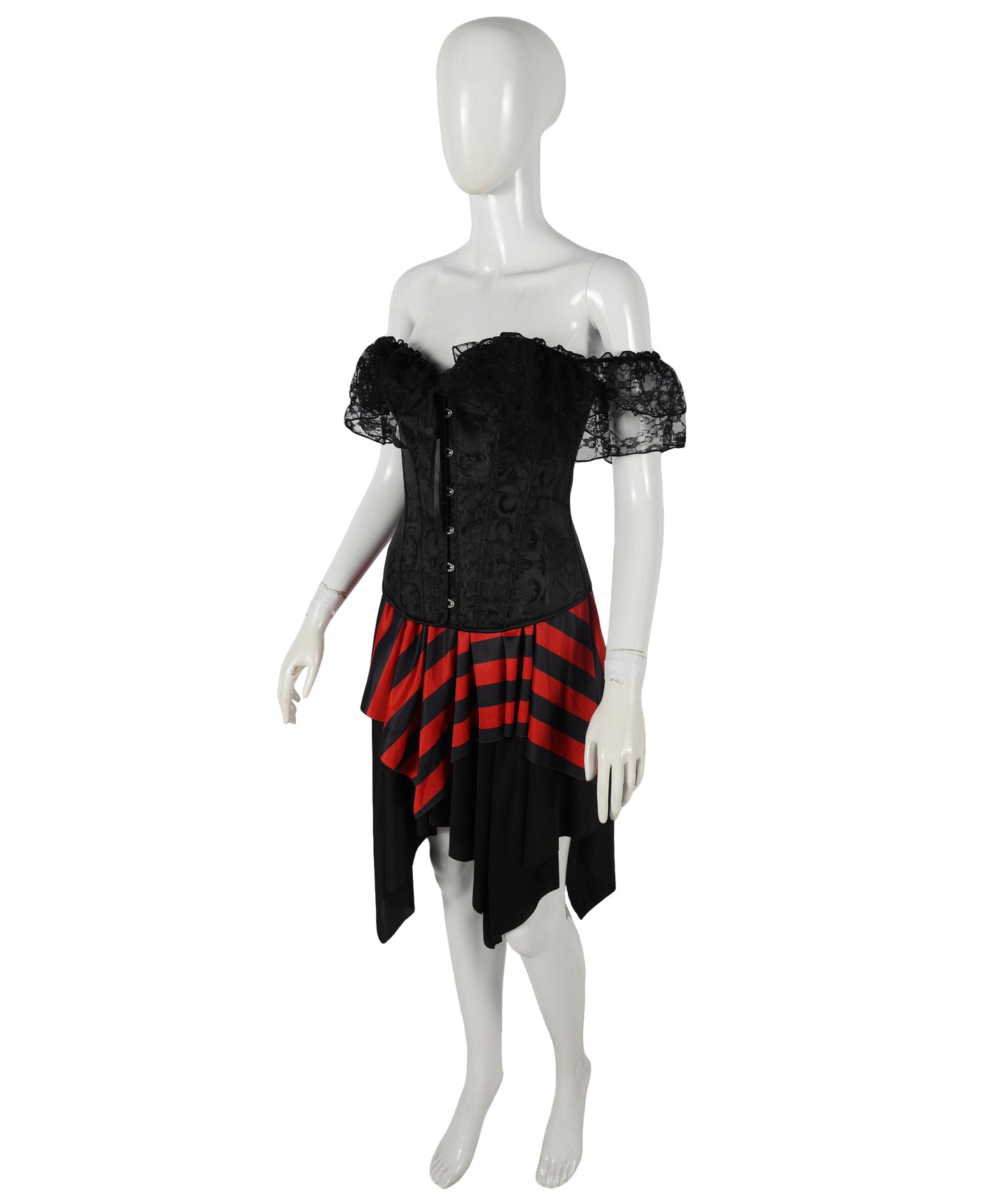 HPO Adult Women’s Pirate Jacket Costume, a classic buccaneer-inspired outfit featuring gold trim, vintage buttons, and lace cuffs for a bold Halloween look