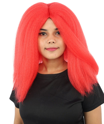 HPO Adult Women's Long Rounded Cartoon Hair Wig | Multiple Color Options | Bubble Bob, Deep Side Part, Heat Friendly Synthetic Strands & Breathable Net | Fancy Dress, Stage Show, Animated Character Events, Halloween & Festival