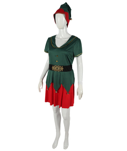 HPO Adult Women’s Elf Costume | Red & Green Christmas Outfit | Holiday Party, Cosplay & Themed Event Costume