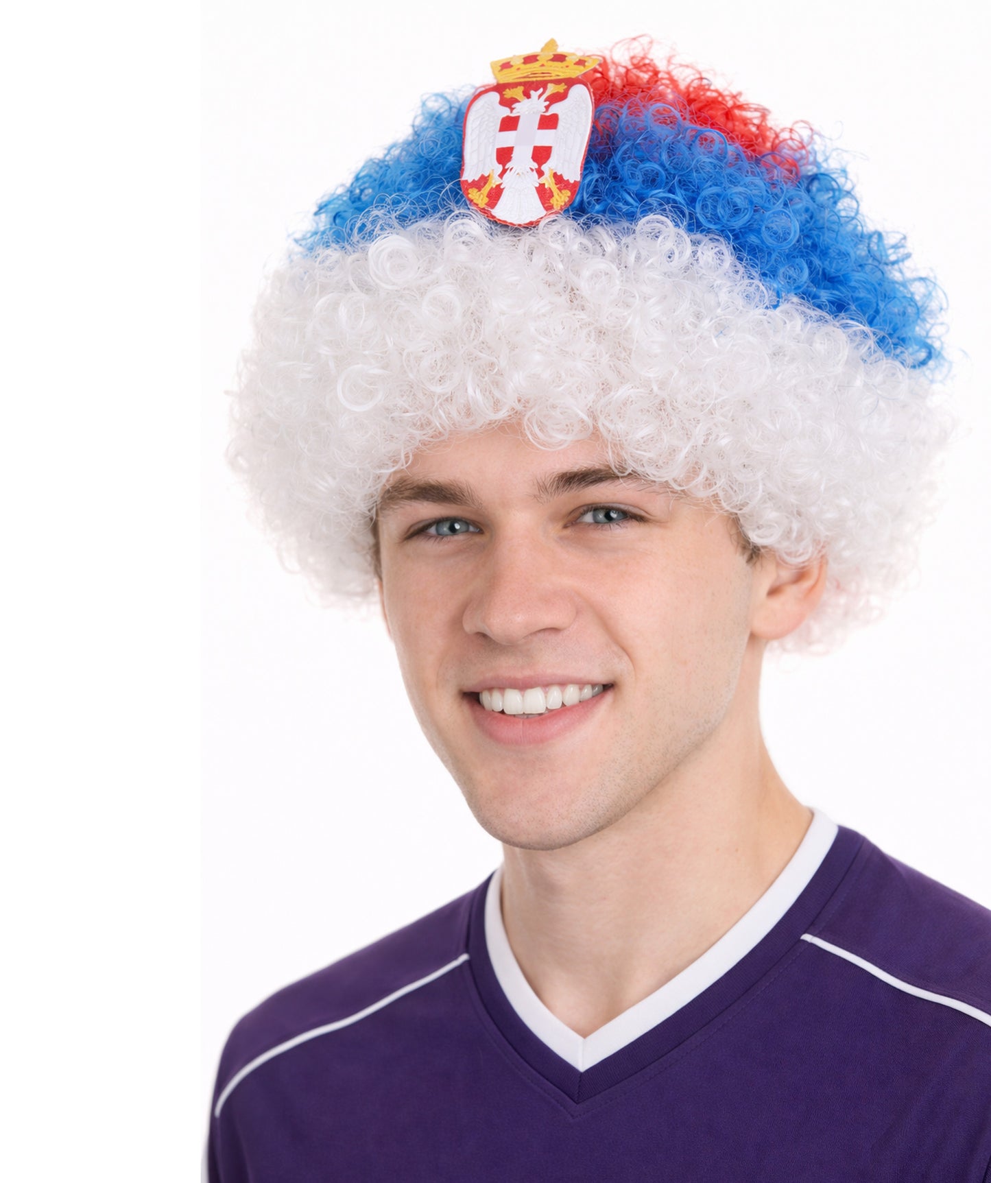 Serbia Flag Sport Afro Wig | Jumbo Sport Wig