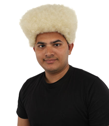 HPO Men’s Movie Character High Top Flat Brown Wig – Flame-retardant Synthetic Fiber | Retro Cosplay Hair for Halloween Party & Cosplay