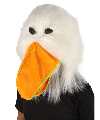 HPO Unisex White and Orange Furry Storke Mask | Best for Halloween | Flame-retardant Synthetic Fiber