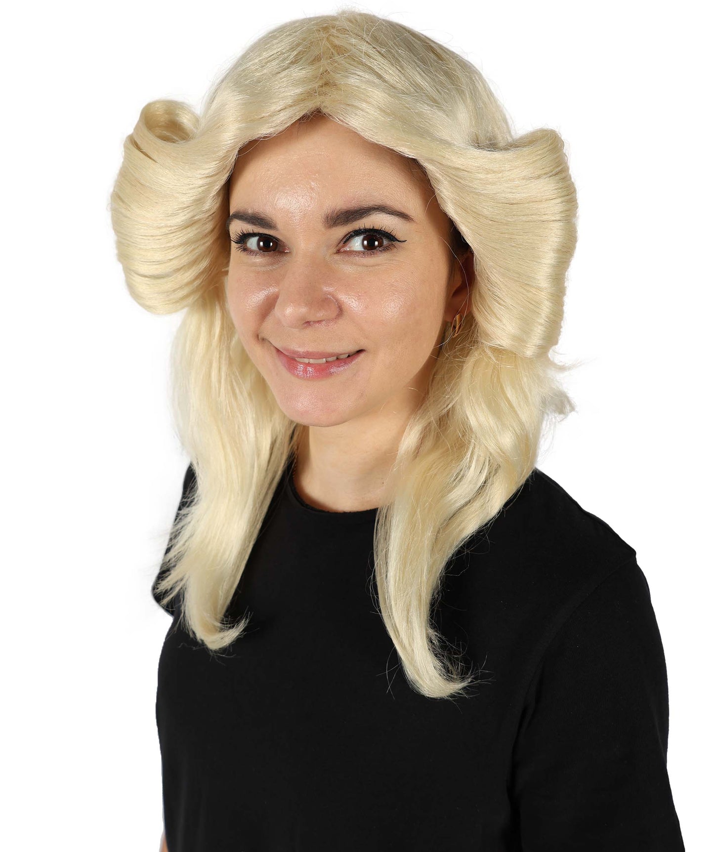 HPO Women's 70's Flick Multiple Color Retro Wig, Flame-retardant Synthetic Fiber