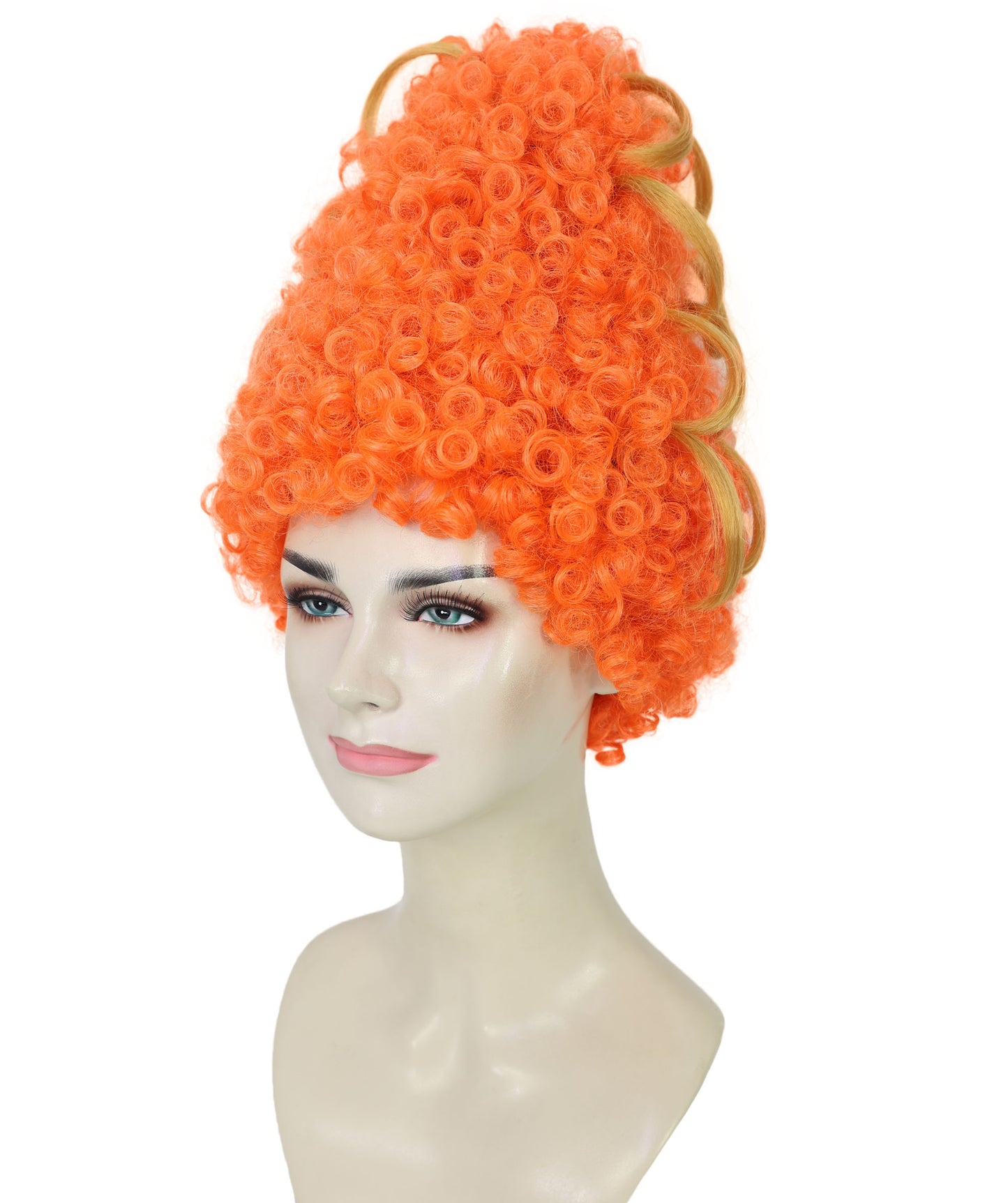 HPO Women's Fancy Bouffant Orange Wig | Medium Retro Updo Hairpiece for Women | Adjustable Inner Straps Cap | Lightweight Wig for Parties & Cosplay