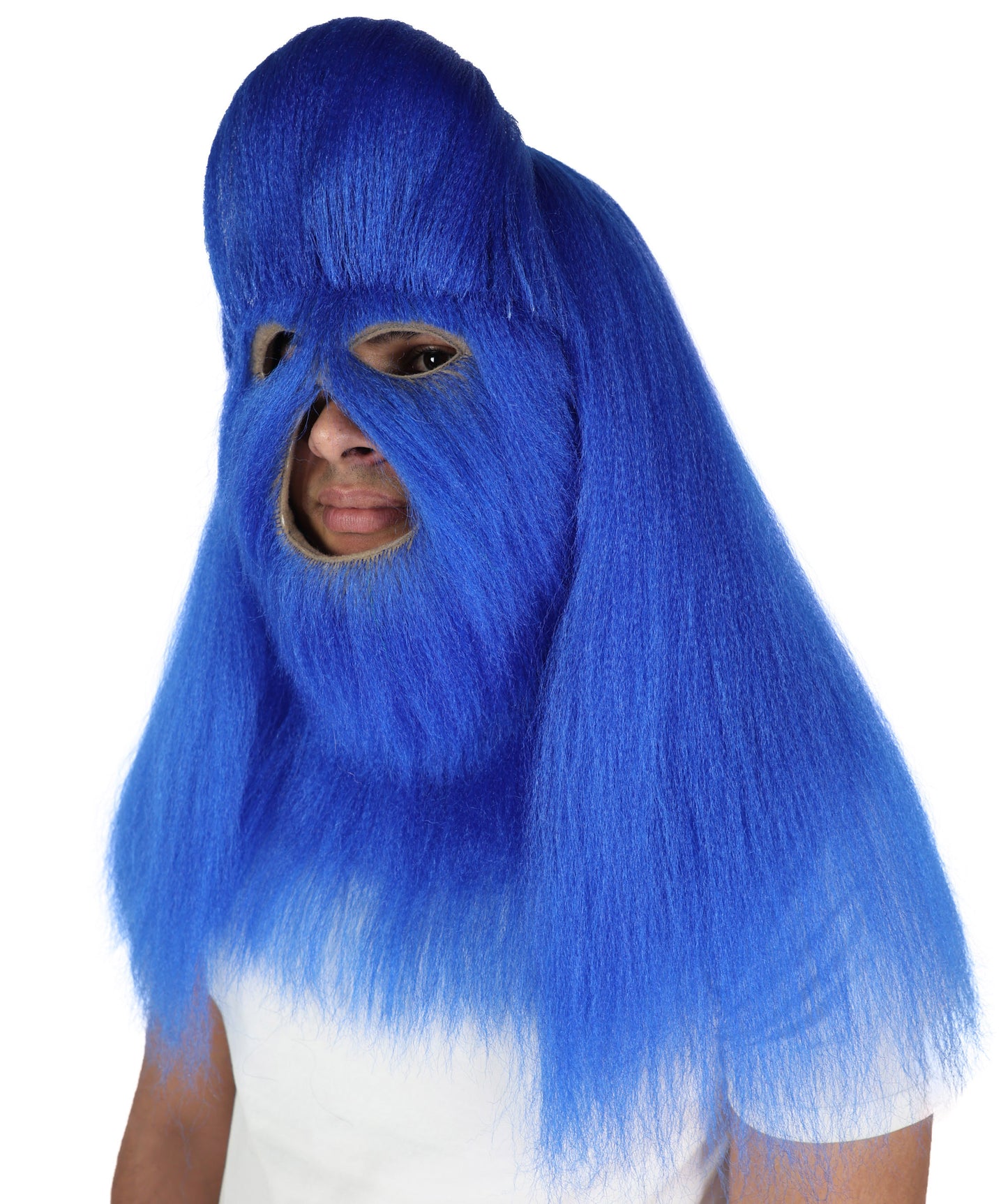 HPO Unisex Extreme Hairy Person Costume, Mask and Bundle - Full-Body Hair Suit Extra-Long Ash Brown Costume Wig for Halloween, Cosplay & Parties