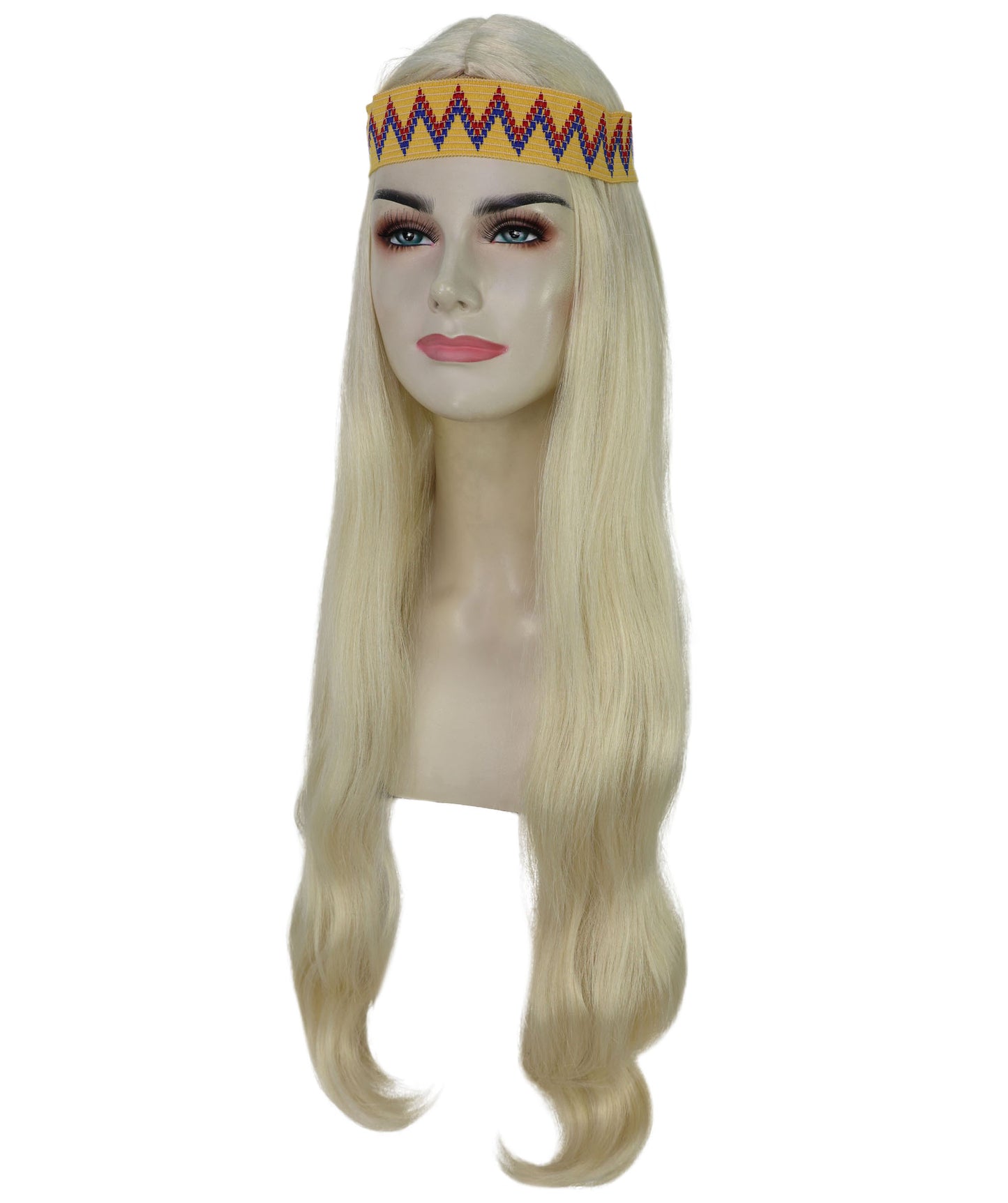 HPO Adult Female WIG Hippie Long with Headband – Boho Multiple Wigs Premium Breathable Capless Cap with Flame Retardant Synthetic Fiber Hair