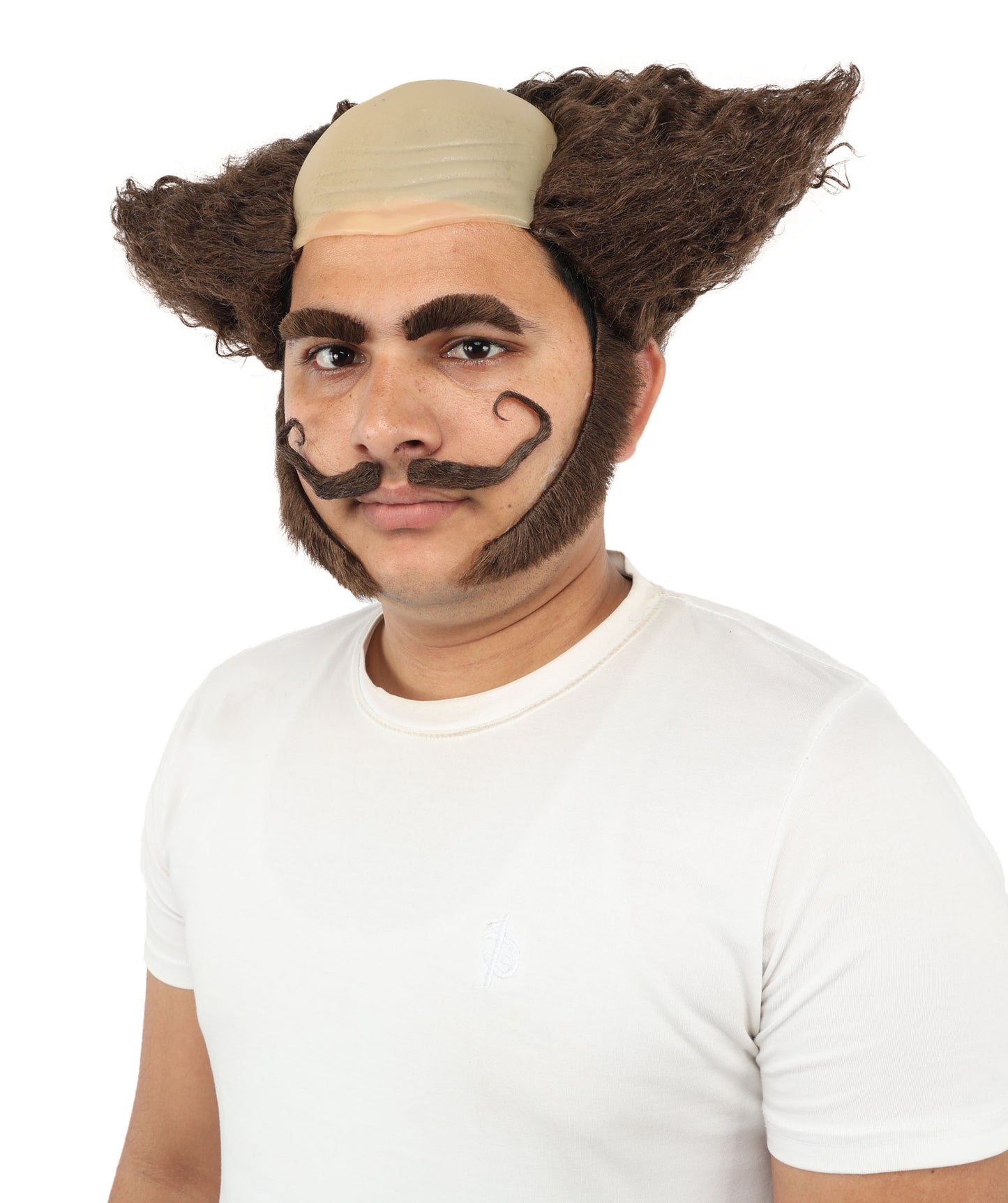 HPO Men's Wig Mustache Sideburn & Eyebrow Set | Animated Character-Inspired Fake Facial Accessories | Ideal for Halloween and Cosplay