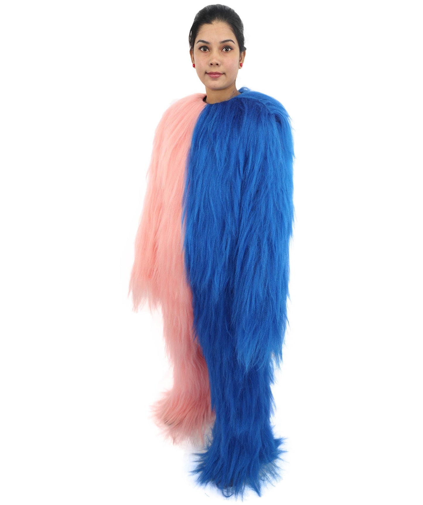 HPO Teen Extreme Hairy Person Two Part Costume, Mask and Bundle Set - Full-Body Hair Suit Extra-Long Costume Wig for Halloween, Cosplay & Parties - Multiple Color Options