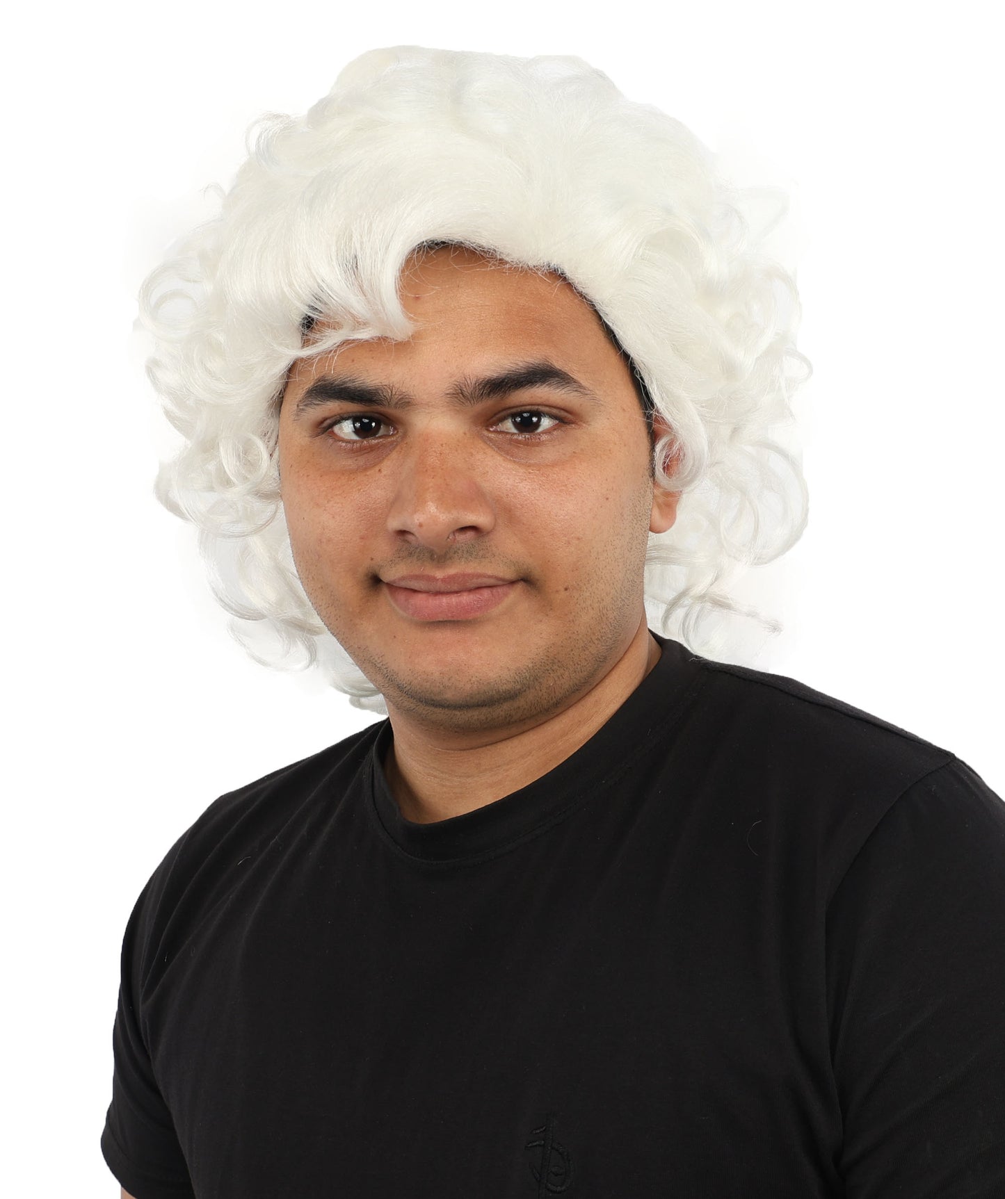 HPO Men’s 80s Light Brown Curly Mullet Wig | Flame-retardant Synthetic Fiber | Retro Movie Character Inspired Hairpiece for Cosplay & Halloween