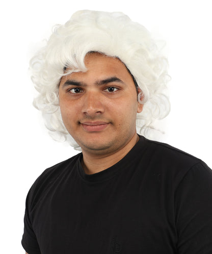 HPO Men’s 80s Light Brown Curly Mullet Wig | Flame-retardant Synthetic Fiber | Retro Movie Character Inspired Hairpiece for Cosplay & Halloween