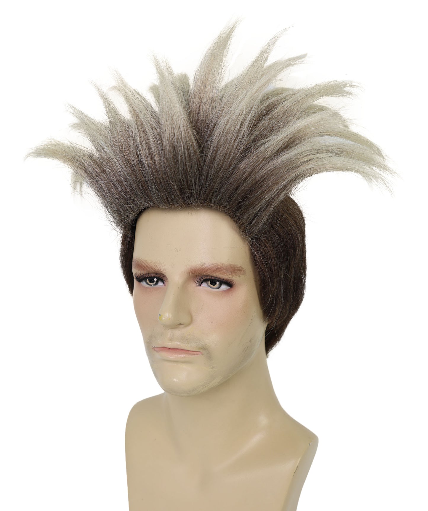 HPO Adult Men’s Multicolor Spiky Hero Wig | Green Mask & Goggles Costume Accessory | Flame-retardant Synthetic Fiber