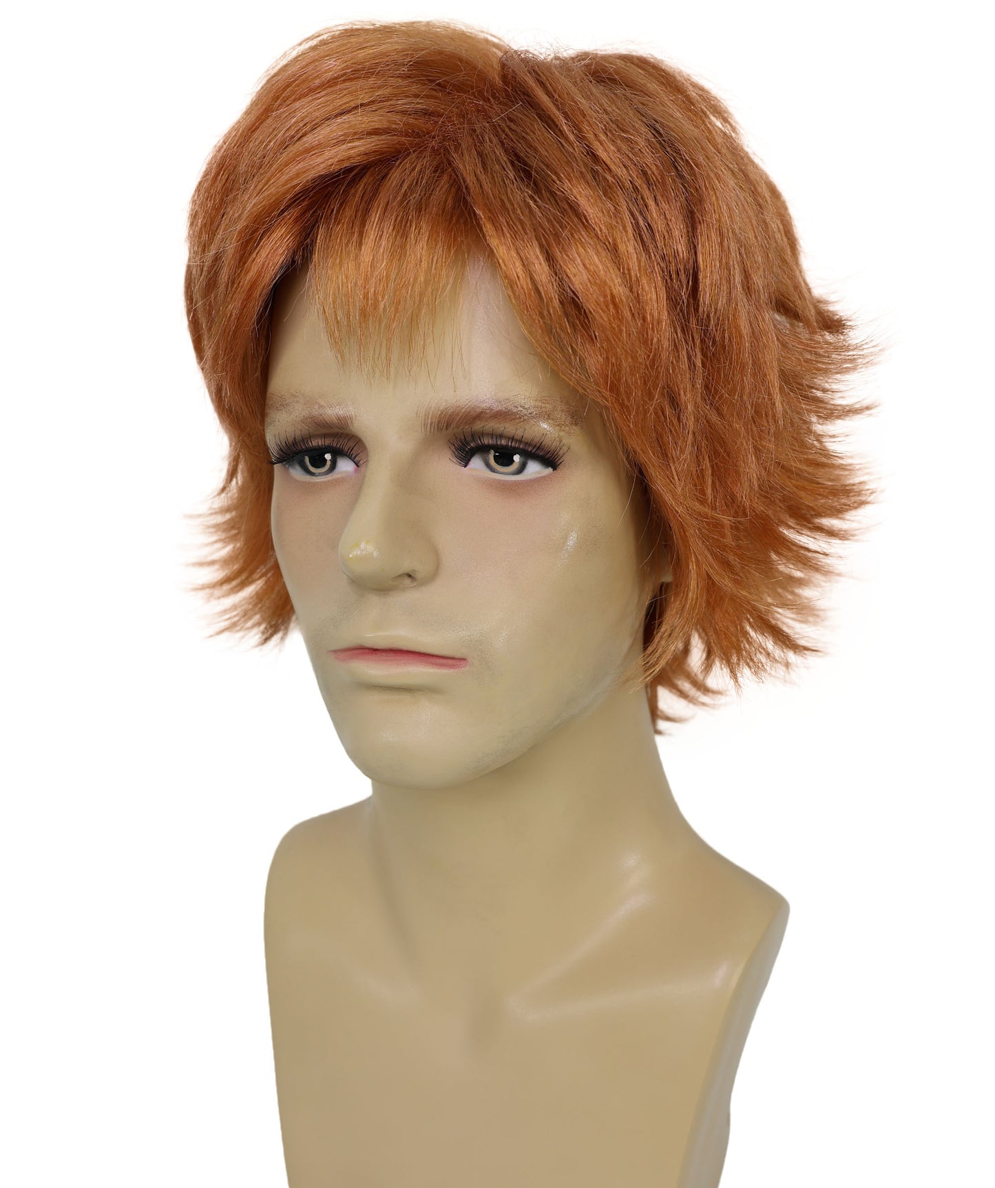 HPO Adult Men’s Long Fringed Strawberry Blonde Wig | Layered Shag Style with Frayed Bangs, Parties & Themed Events