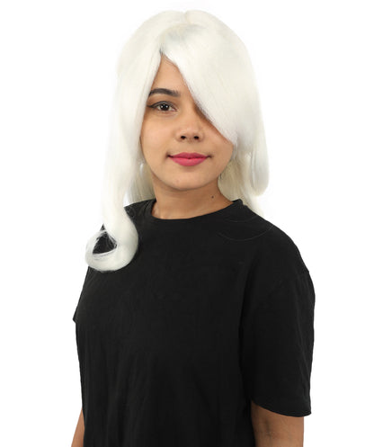 HPO Adult Women's Anime Character Wig | Multiple Color Options | Synthetic Fiber with Side Swept Bangs and Top Tuft | Halloween Party and Comic Con Events