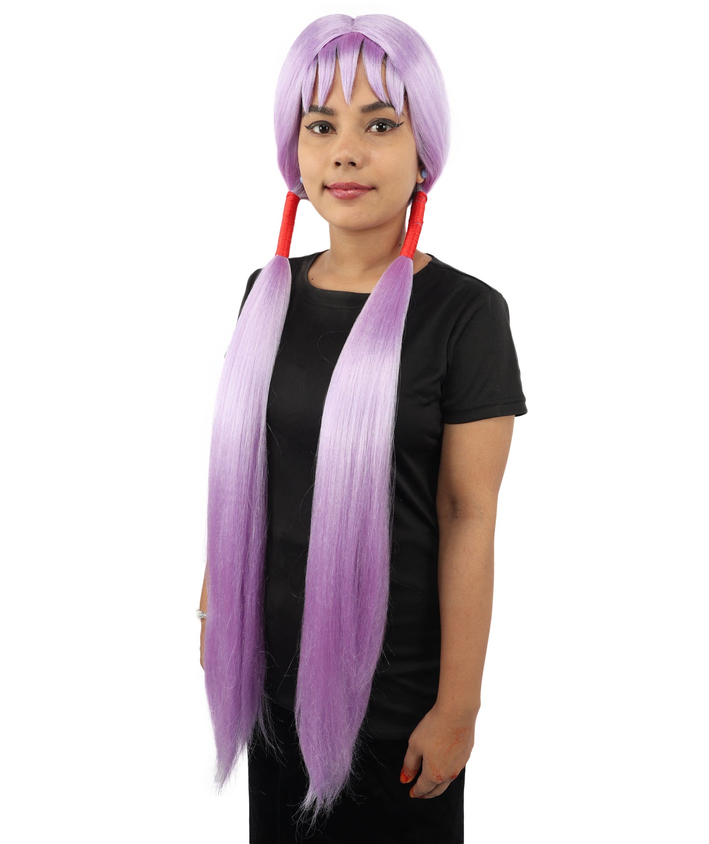 HPO Women's Extra Long Pigtail Wig | Multicolor Options | Floor Length Straight Twin Tails with Bangs, Heat Friendly Synthetic Fiber & Adjustable Cap | Halloween, Fairy Roleplay, Magical Girl Theme, Theater & Carnival