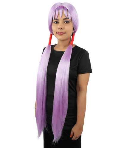 HPO Women's Extra Long Pigtail Wig | Multicolor Options | Floor Length Straight Twin Tails with Bangs, Heat Friendly Synthetic Fiber & Adjustable Cap | Halloween, Fairy Roleplay, Magical Girl Theme, Theater & Carnival