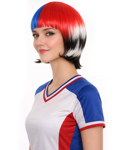 Women Patriotic South Korean Flag Bob Wig | Premium Breathable Capless Cap