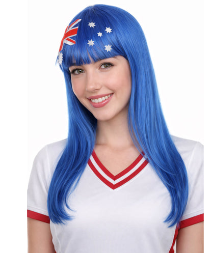 Australian Flag Sport Party Long Bob Wig | Premium Breathable Capless Cap