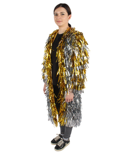 HPO Women's Gold & Glitter Tinsel Trenchcoat, Perfect for Halloween