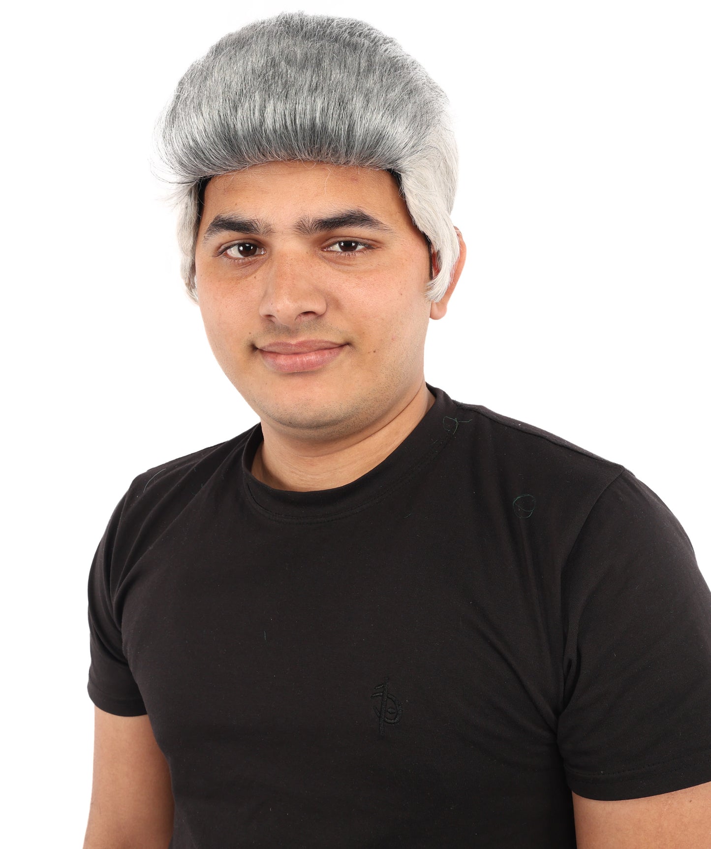 HPO Men’s 9 Inch Short Gray Wig | Capless Synthetic Hair | Ideal for Halloween , Historical and Fantasy Character Cosplay