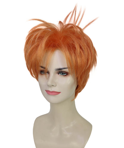 Women’s Orange Short Spiky Punk Wig | Anime Style Rockstar Hairpiece | Ideal for Halloween | Breathable Capless Cap