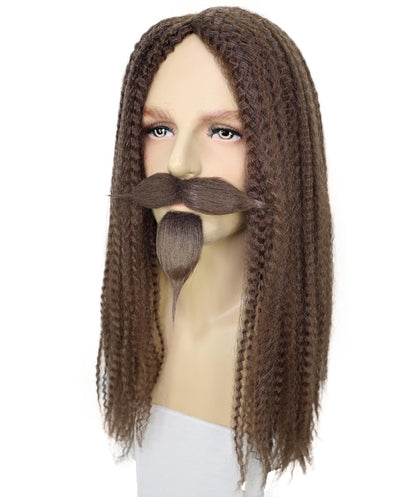 HPO Men's Curly Musketeer Wig Beard & Mustache Set | Multicolor Options | Halloween and Cosplay Wig | Flame-retardant Synthetic Fiber