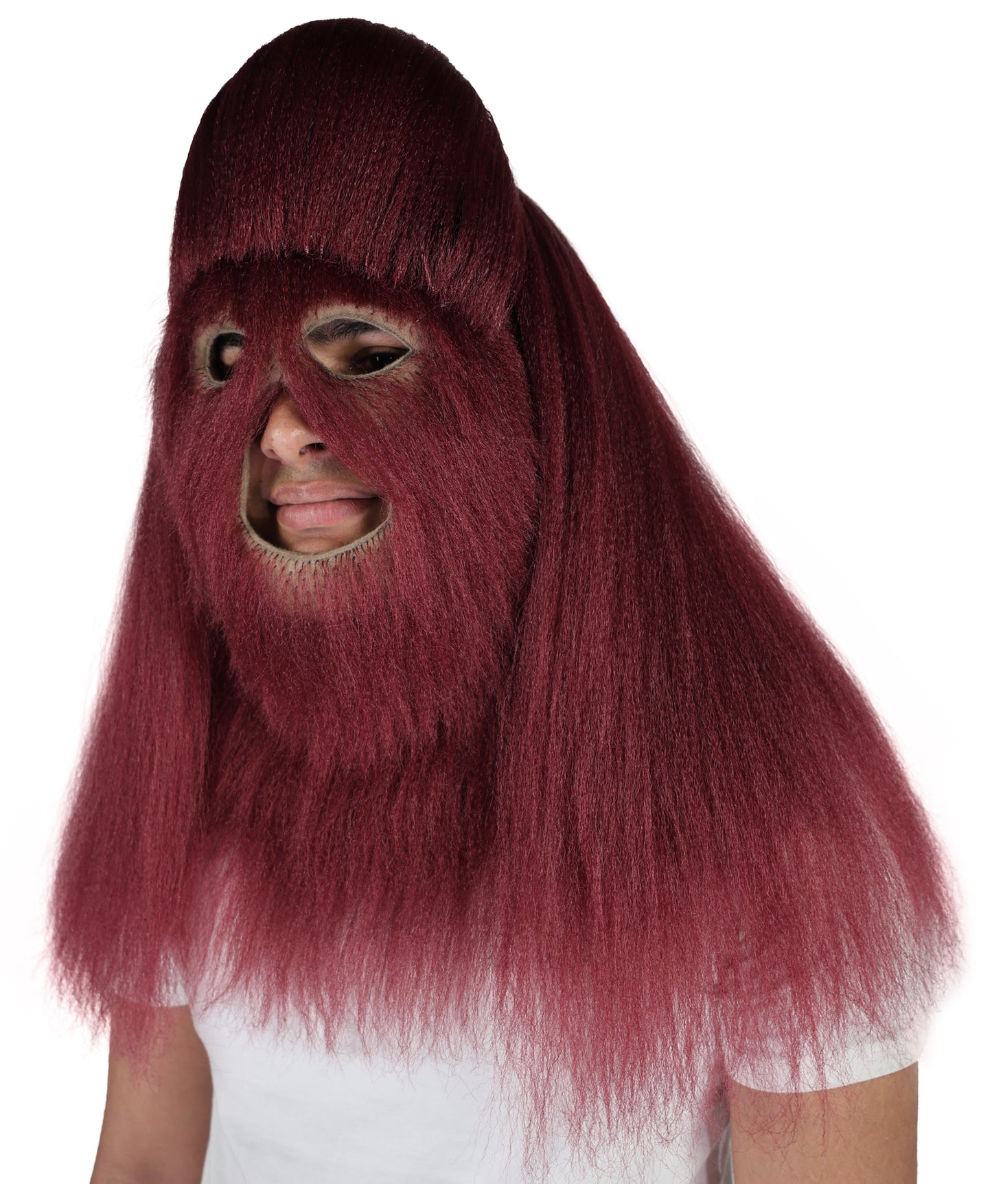 HPO Unisex Extreme Hairy Person Costume, Mask and Bundle - Full-Body Hair Suit Extra-Long Ash Brown Costume Wig for Halloween, Cosplay & Parties