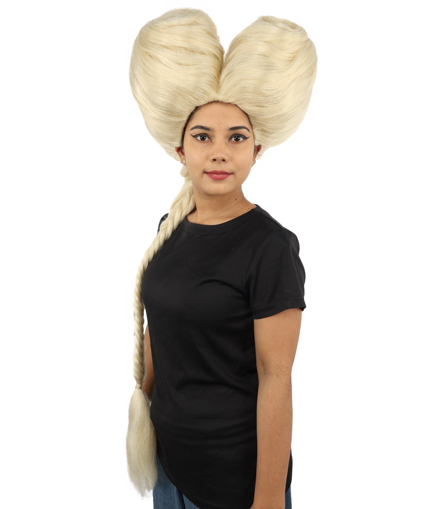 HPO Women’s Extra Long Golden Brown Count Dracula Wig | 42 Inch Synthetic Hairpiece Ideal for Gothic Noble Costume Halloween Cosplay Party Fancy Dress