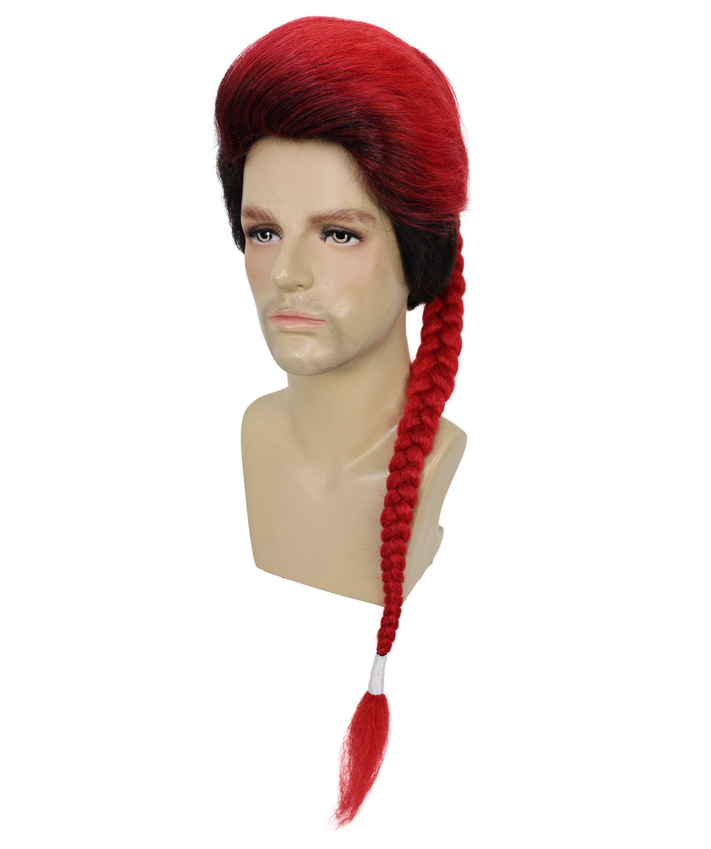 HPO  Men American Comic and Mutant Superhero Braid Red and Black Maroon Long Pigtails Wig  | Halloween and Party Wig | Flame-retardant Synthetic Fiber