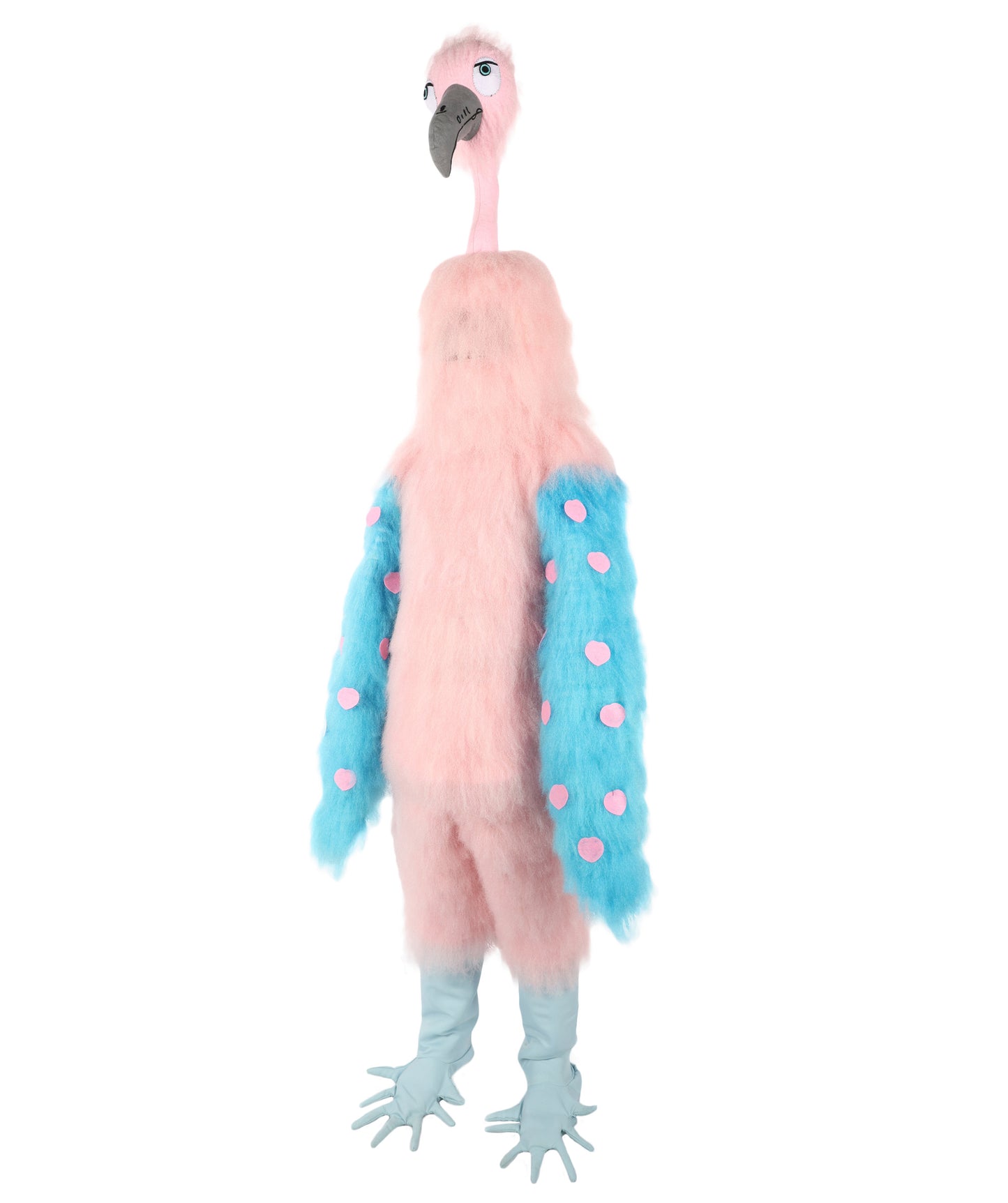HPO Uuisex Full-Body Plush Pink Flamingo Bird Costume Set with Oversized Mask & Full Suit| Perfect for Halloween| Flame-retardant Synthetic Fabric
