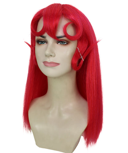 HPO Women's Drag Queen Red Wig I Halloween Wig I Flame-retardant Synthetic Fiber