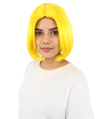 Adult Women's Two-Tone Bob Wig | Multiple Color Options | Short Straight Blunt Cut Inspired by American Pop Artist Look | Natural Hairline for Halloween and Cosplay