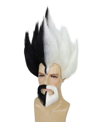 Anime Wig and Full Beard Set | Brown Spike TV/Movie Wigs | Premium Breathable Capless Cap