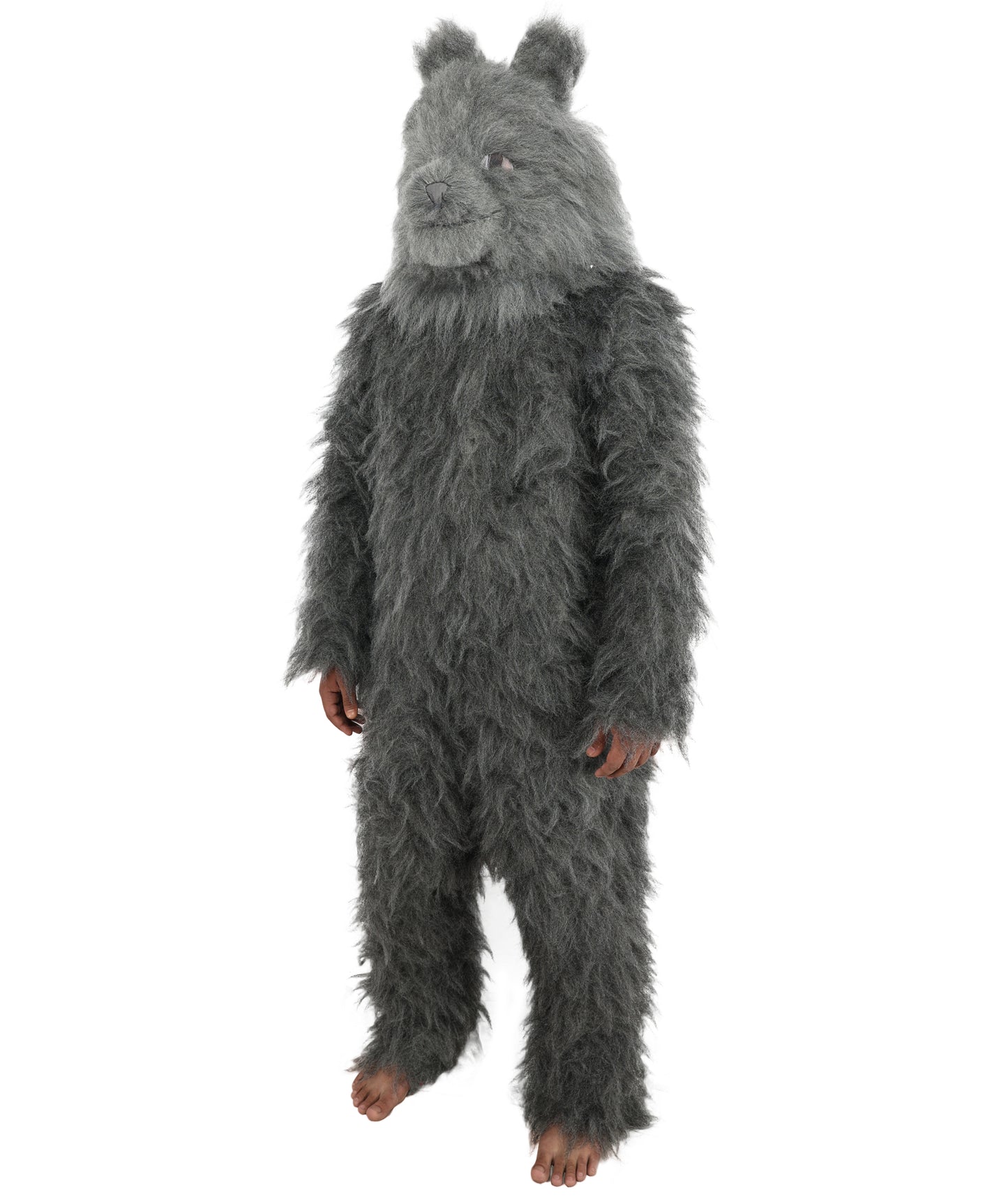 HPO Unisex Dark Grey Wolf Mascot Costume Bundle & Mask Set | Realistic Animal Full Coverage Outfit | Crafted for Parties and Cosplay events