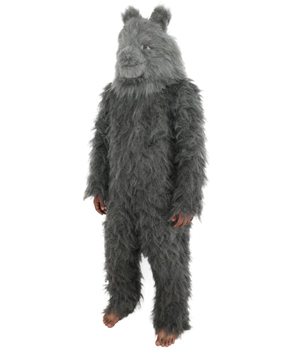 HPO Unisex Dark Grey Wolf Mascot Costume Bundle & Mask Set | Realistic Animal Full Coverage Outfit | Crafted for Parties and Cosplay events