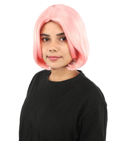 Adult Women's Two-Tone Bob Wig | Multiple Color Options | Short Straight Blunt Cut Inspired by American Pop Artist Look | Natural Hairline for Halloween and Cosplay