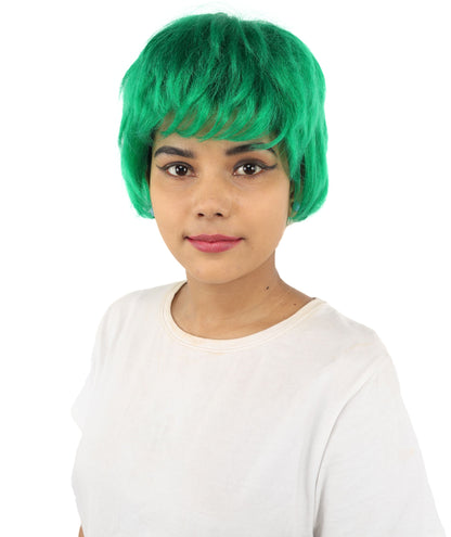 HPO Adult Women's Short Silver White Pixie Wig  | Edgy Layered Cut with Bangs | Synthetic Hair Wig for Stage Fashion, Cosplay, Halloween & Bold Party Looks