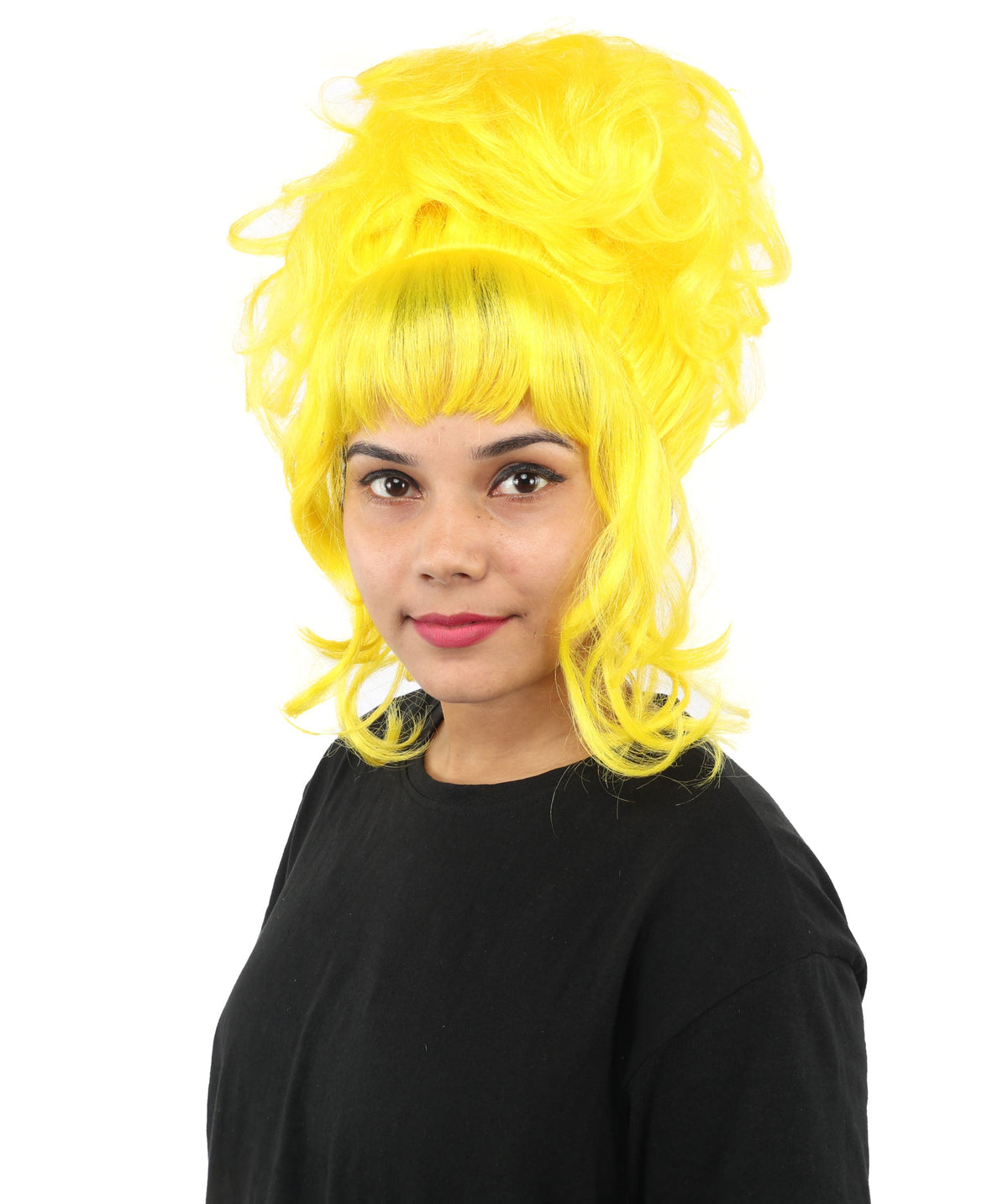 HPO Adult Women's Elegant Updo Tendril Wig | Multiple Color Options | Pastel peach hue, create of synthetic fiber, high teased volume with face-framing strands, breathable capless cap | Party, Halloween, theater, drag, performance, costume events