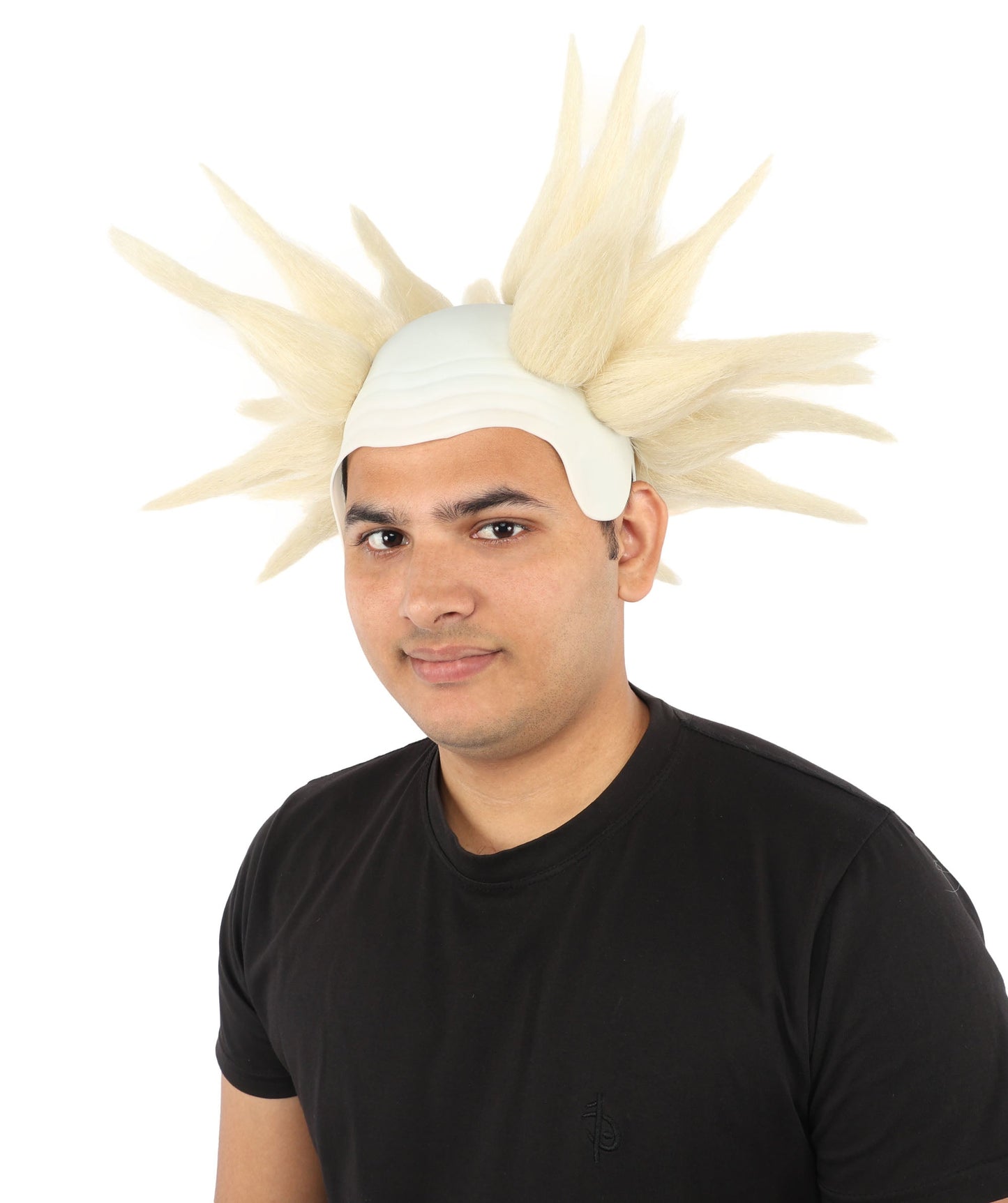 HPO Adult Men's Spiky Bald Illusion Wig | Multiple Color Options  |  Two-tone vibrant hue, create of synthetic fiber, stiff spiked volume, integrated forehead piece | Party, Halloween, theater, drag, performance, costume events