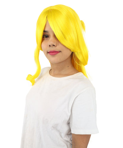 HPO Adult Women's Anime Character Wig | Multiple Color Options | Synthetic Fiber with Side Swept Bangs and Top Tuft | Halloween Party and Comic Con Events
