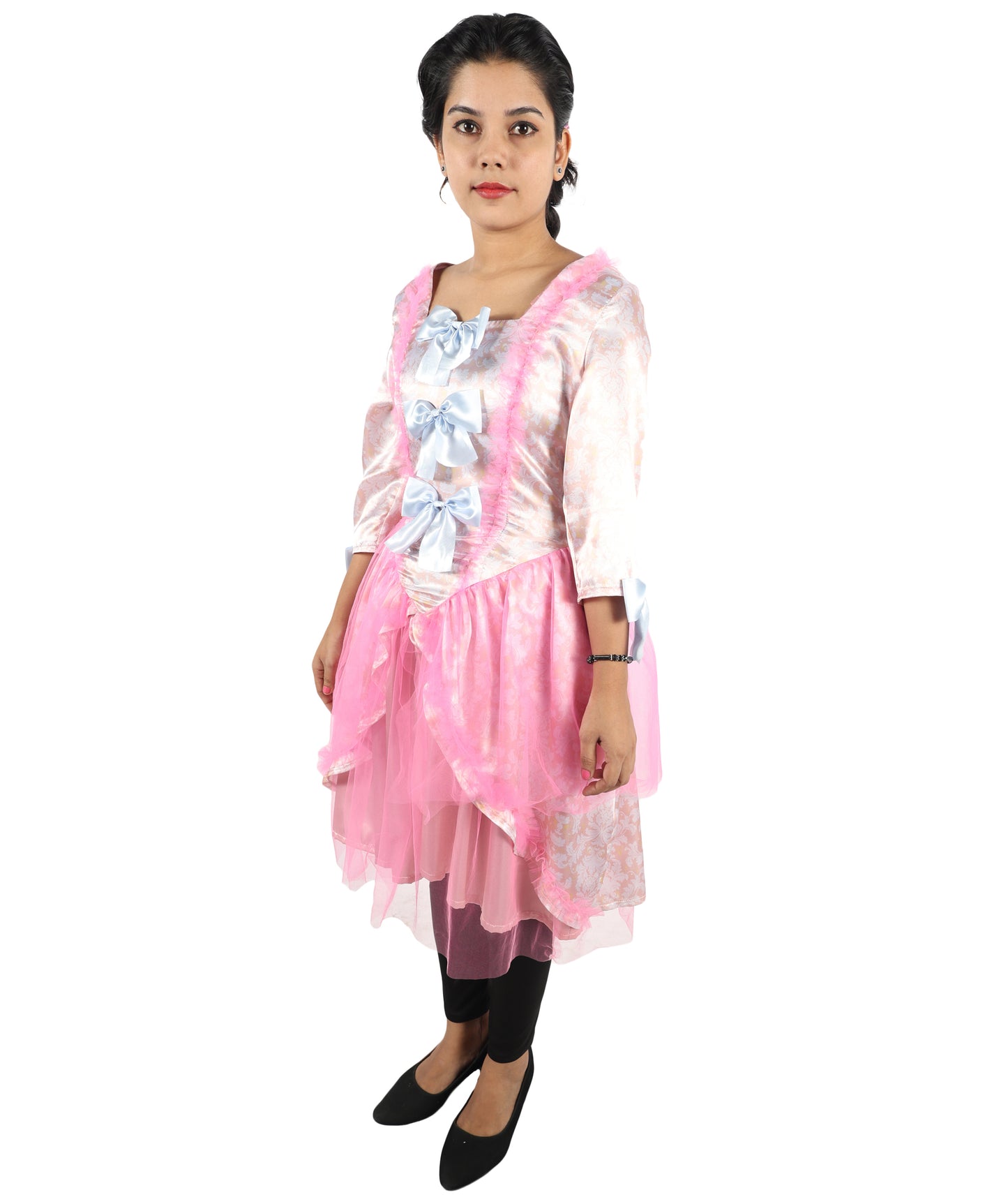 HPO Women's Marie Antoinette Pink Historical French Queen Costume  | Suitable for Halloween | Synthetic Fabric