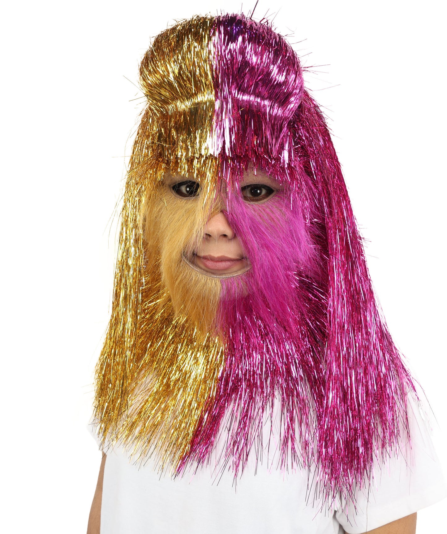HPO Teen Extreme Hairy Two Part Costume Bundle & Mask Set - Full-Body Hair Suit Extra-Long Costume Wig for Halloween, Cosplay & Parties - Multiple Color Options