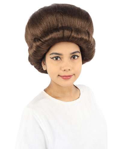 HPO Women's Voluminous Golden Blonde Grandma Wig | Medium Puffy Afro Style with Silver Texture, Synthetic Fiber & Adjustable Fit | Halloween, 100th Day of School, Theater & Funny Costume