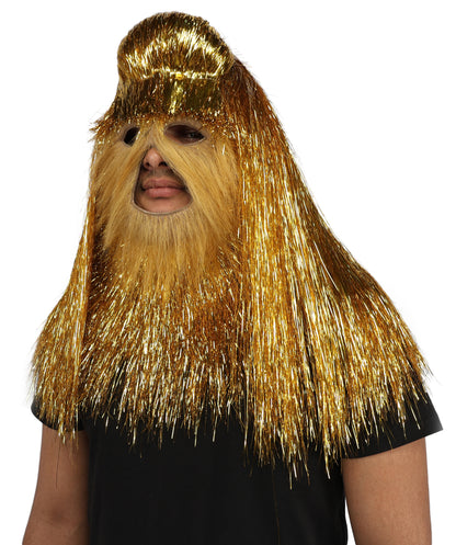HPO Unisex Teen Extreme Tinsel Hairy Person Costume Bundle & Mask Set - Full-Body Tinsel Hair Suit Extra-Long Costume Wig for Halloween, Cosplay & Parties - Multiple Color Options