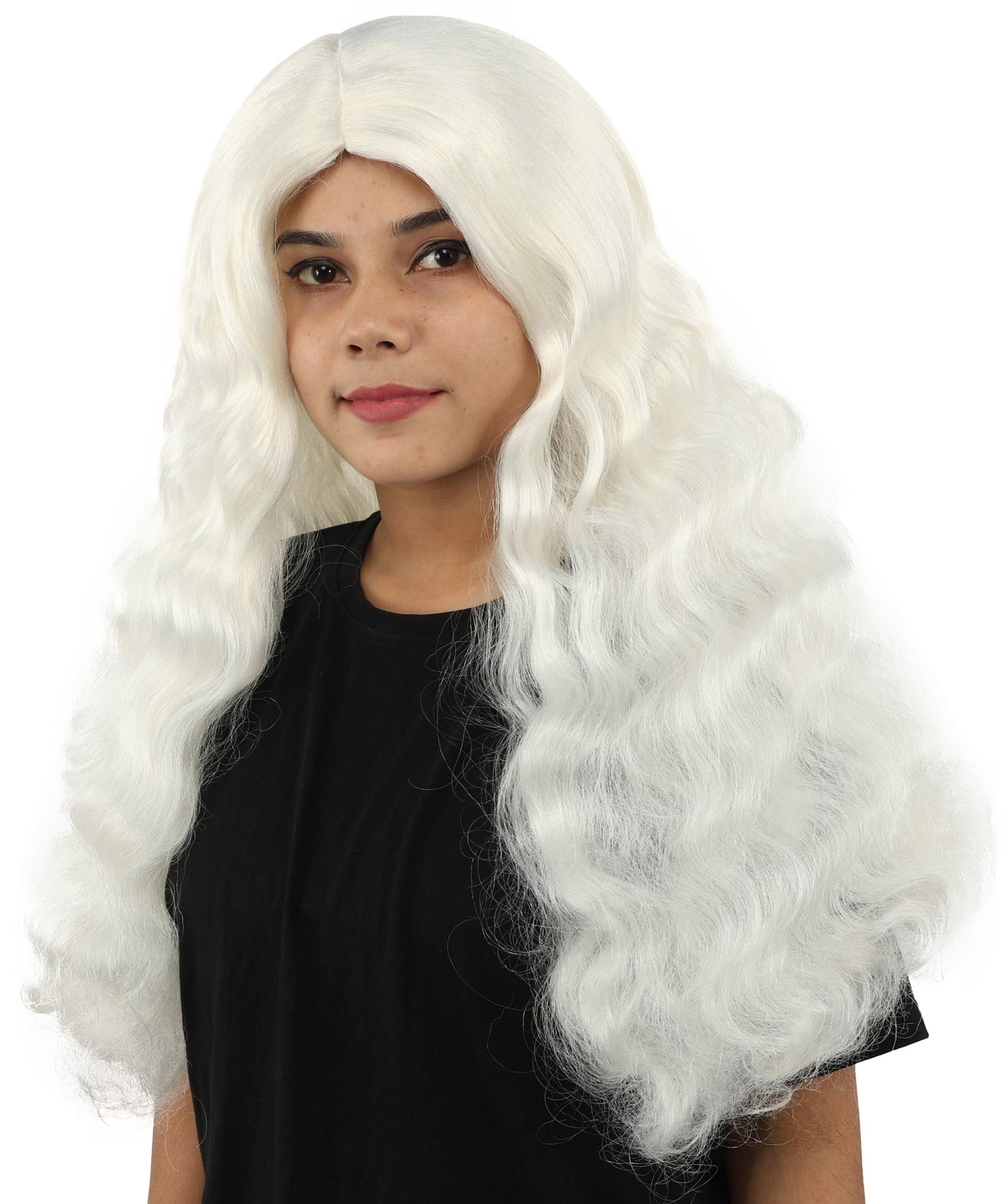 HPO Adult Women's Long Wavy Wig | Multiple Color Options | Center Parted Ginger Curls with Voluminous Ends, Heat Resistant Synthetic Fiber & Breathable Cap | Halloween, Teen Roleplay, Theater, Themed Party & Costume Events