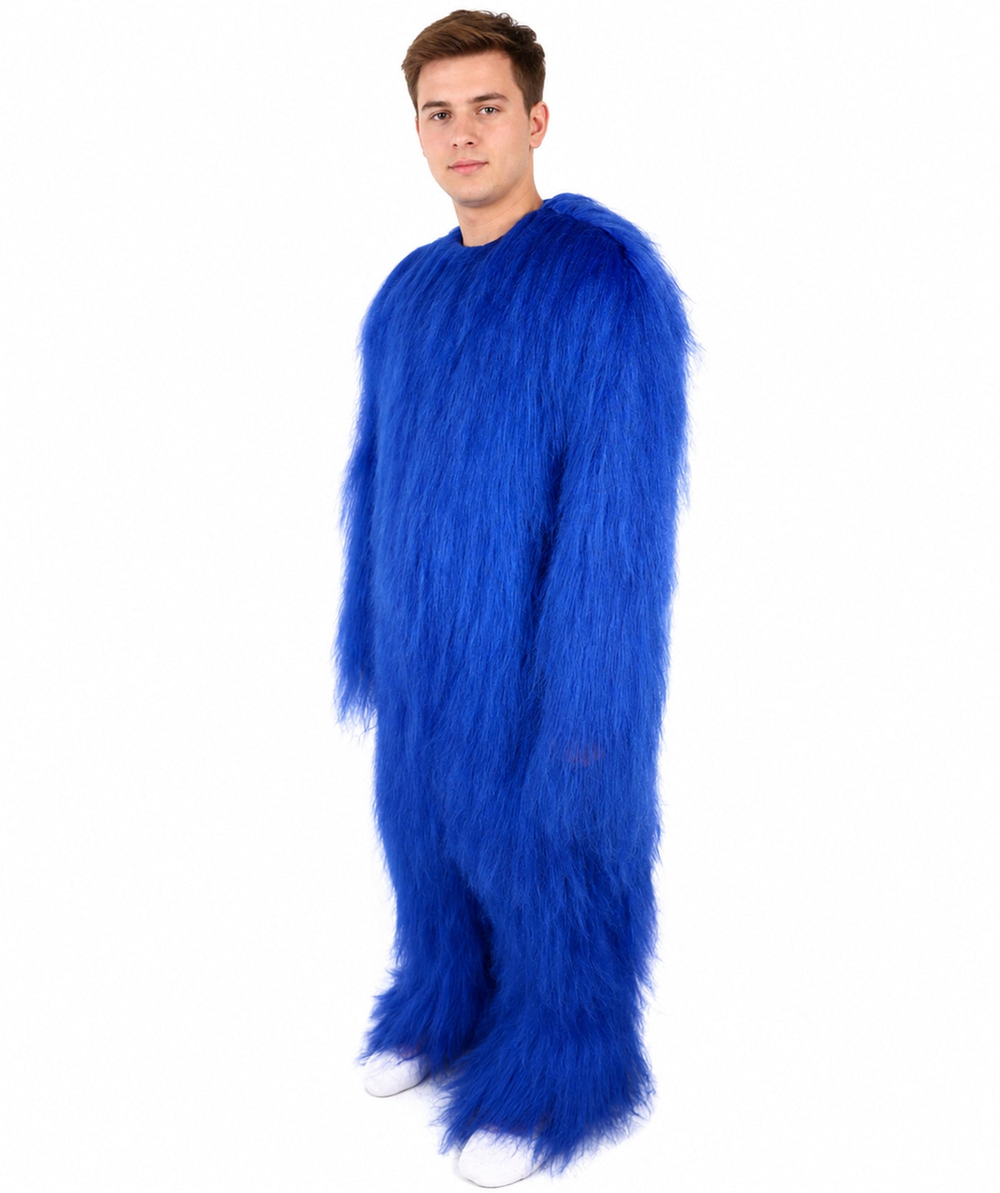 HPO Unisex Extreme Hairy Person Costume, Mask and Bundle - Full-Body Hair Suit Extra-Long Ash Brown Costume Wig for Halloween, Cosplay & Parties